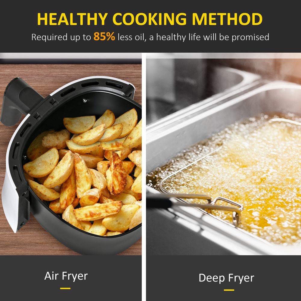 Digital Air Fryer, 1300W 2.5L Rapid Air Circulation, Timer and Nonstick White S0671071705