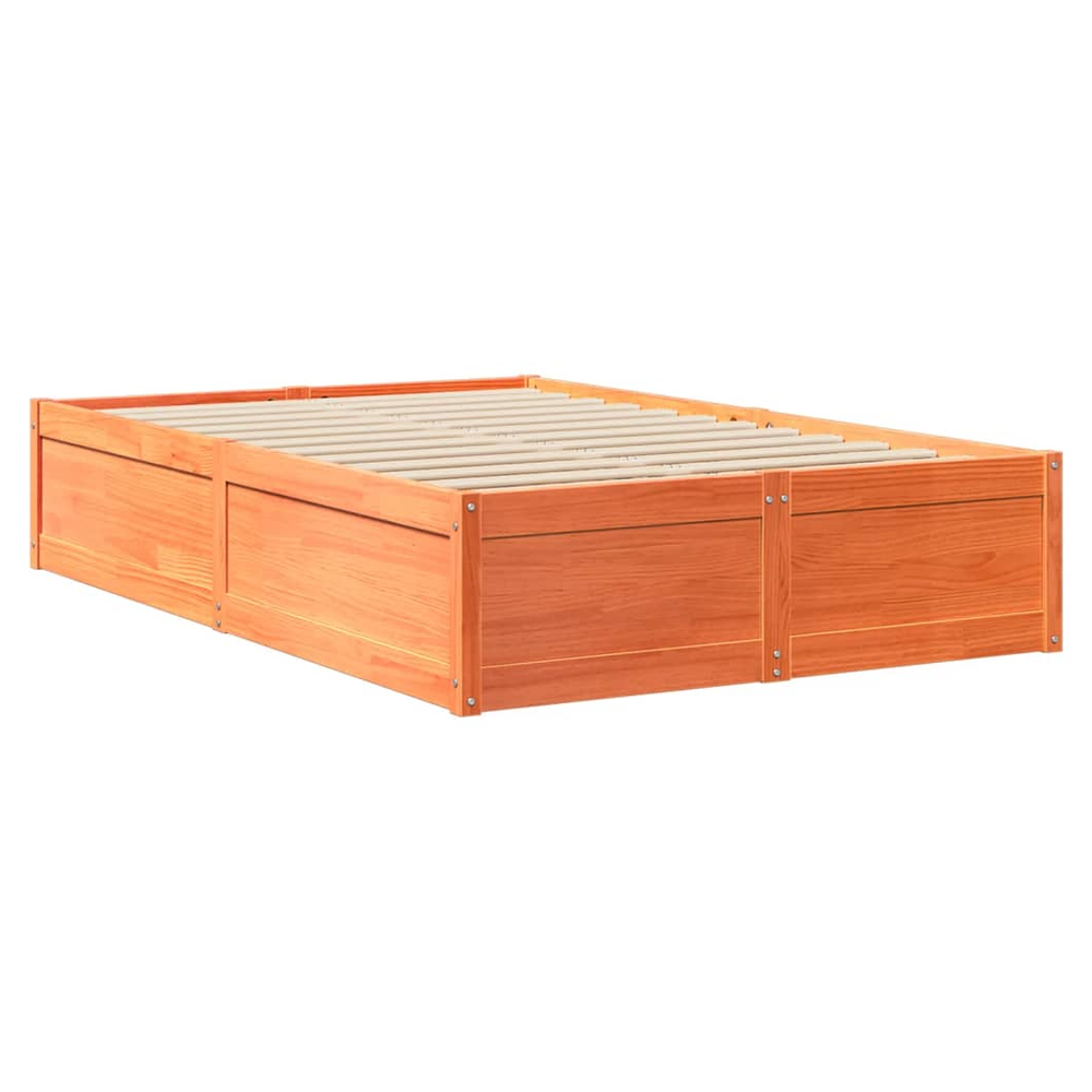 vidaXL Bed with Mattress Wax Brown 140x190 cm Solid Wood Pine S0671489390