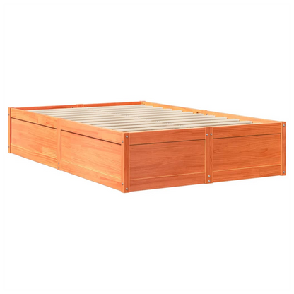 vidaXL Bed with Mattress Wax Brown 140x190 cm Solid Wood Pine S0671489390