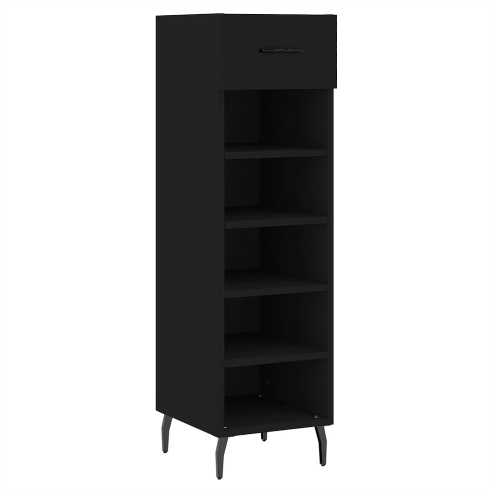 vidaXL Shoe Cabinet Black 30x35x105 cm Engineered Wood S0671260528