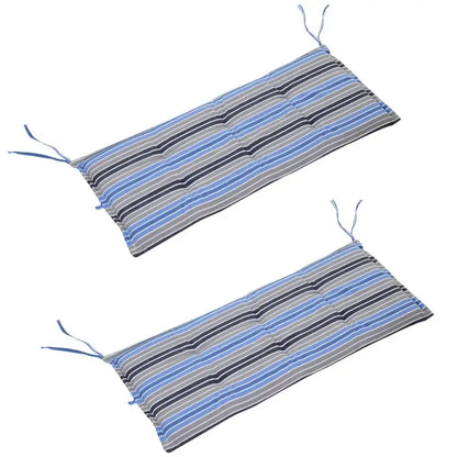 2 PCS Patio Bench Swing Chairs Garden Chairs Double Seat Cushion Mat Strips Blue S0671096942