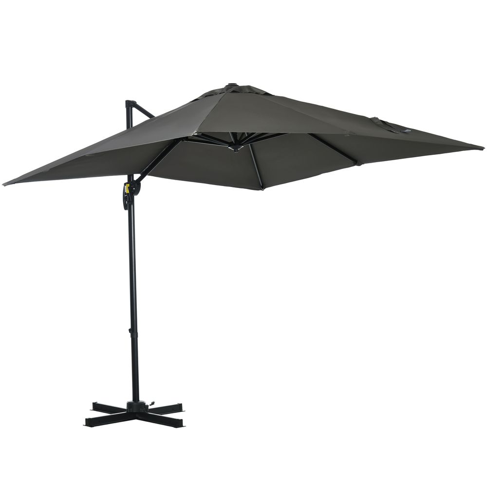 Outsunny Square Cantilever Roma Parasol 360� Rotation w/ Hand Crank, Grey S0671133024