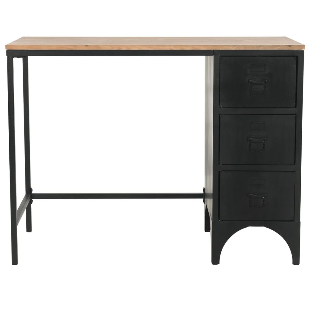 Single Pedestal Desk Solid Firwood and Steel 100x50x76 cm S069791778