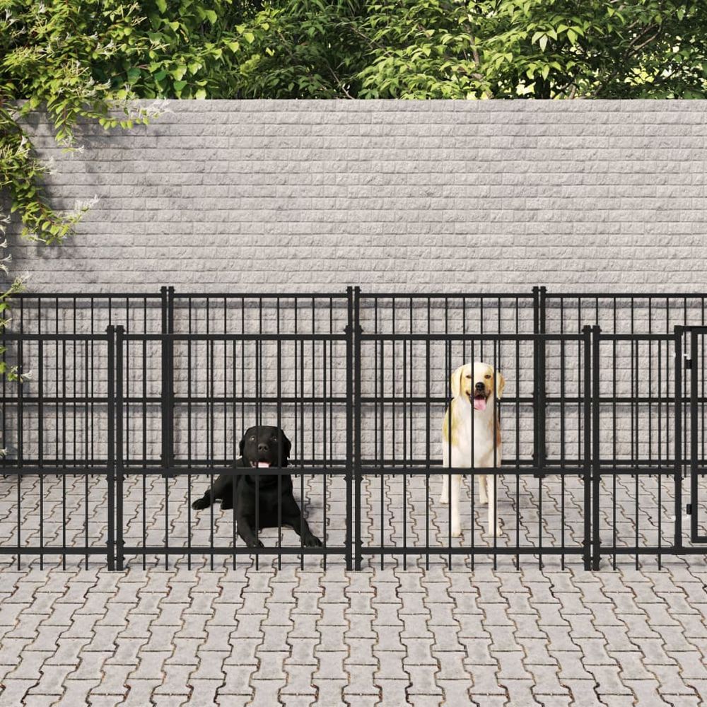 Outdoor Dog Kennel Steel 194 x 193.5 x 100 cm to 976 x 198 x 128 cm V0671110493