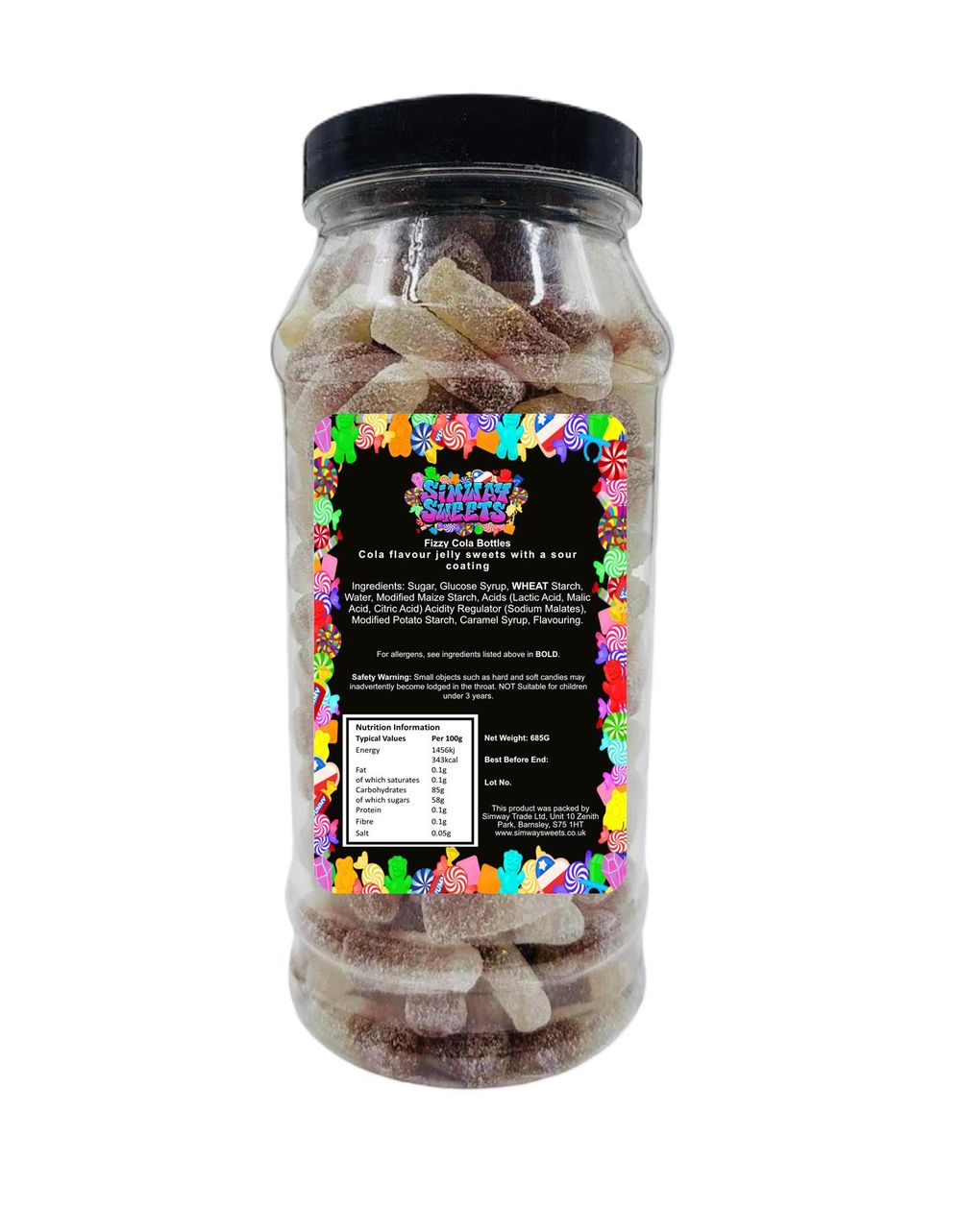 Fizzy Cola Bottles Retro Sweets Gift Jar