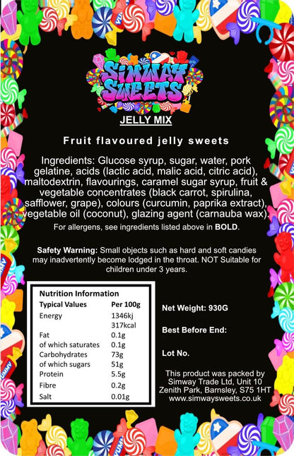 Jelly Mix Assorted Jellies Gummy Retro Sweets Gift Jar