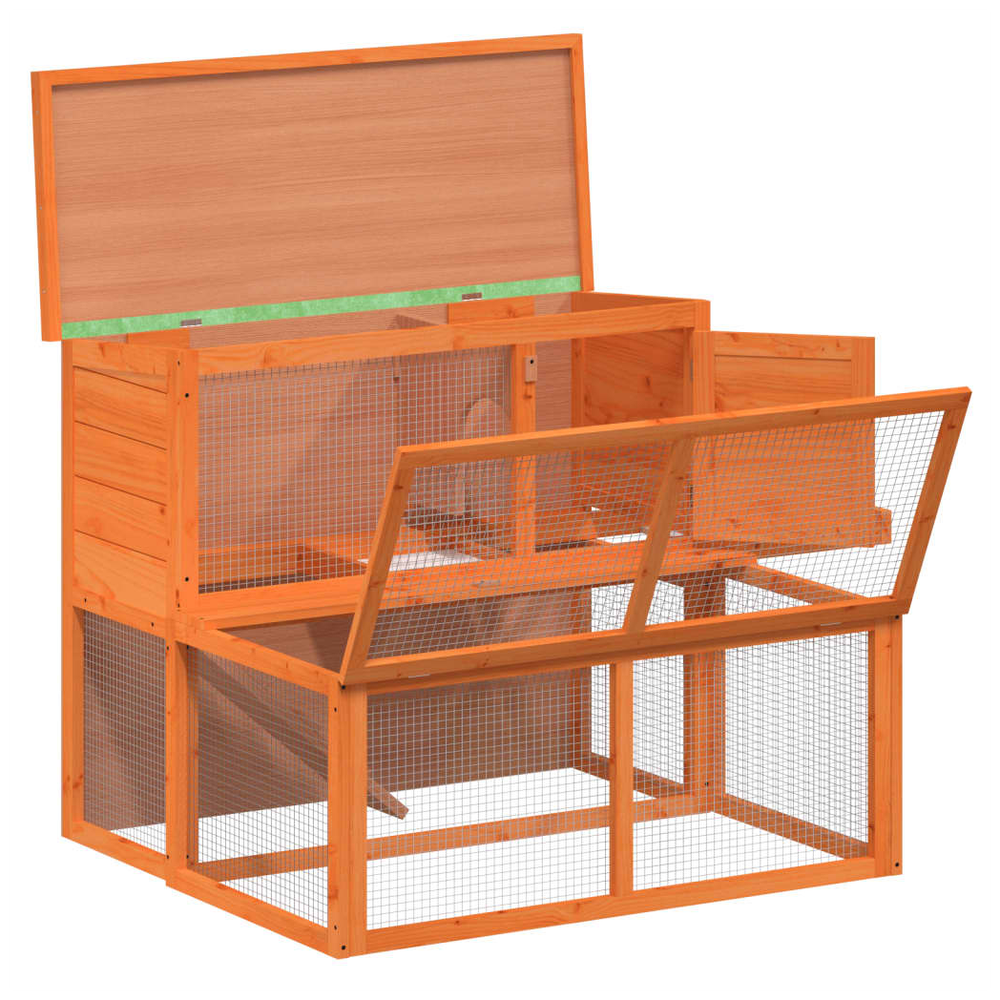 vidaXL Rabbit Hutch Brown 102x90x84.5 cm Solid Wood Pine S0671228855