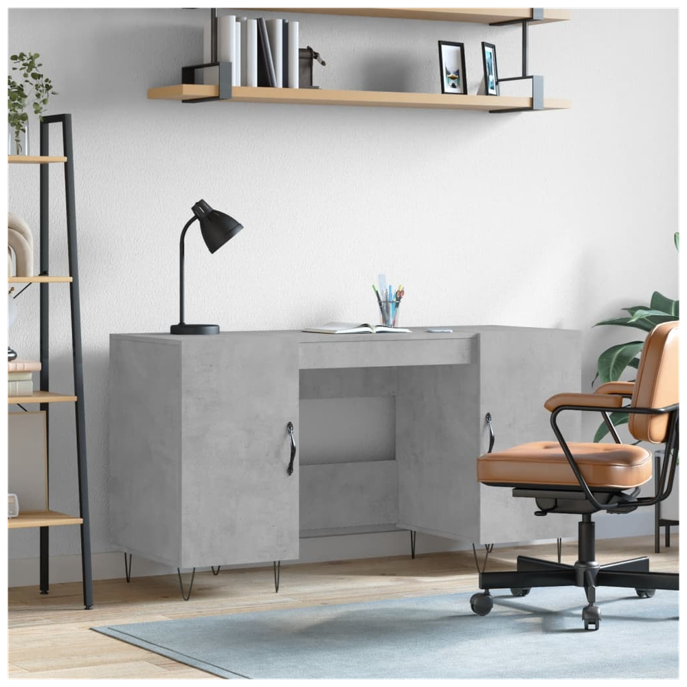 vidaXL Desk Concrete Grey 140x50x75 cm Engineered Wood S0671256746