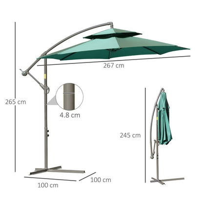 2.7m Banana Parasol Cantilever Umbrella Crank HandleGreen S0671072323