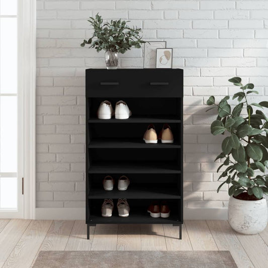 vidaXL Shoe Cabinet Black 60x35x105 cm Engineered Wood S0671257262