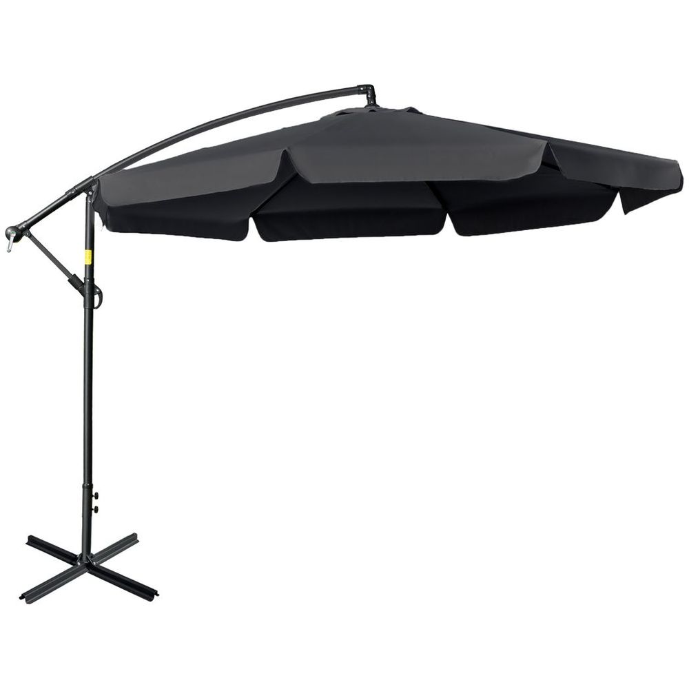 2.7m Garden Cantilever Banana Parasol Sun Shade w/ Crank, Black S0671149090