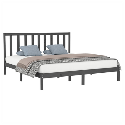 vidaXL Bed Frame Grey Solid Wood 180x200 cm Super King Size S0671025979