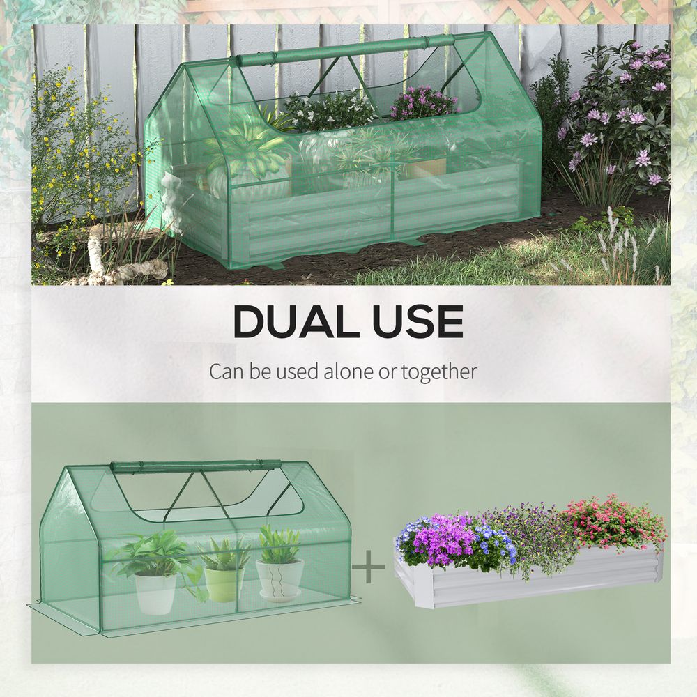 Outsunny Raised Garden Bed Planter Box with Greenhouse, Large Window, Green S0671347129