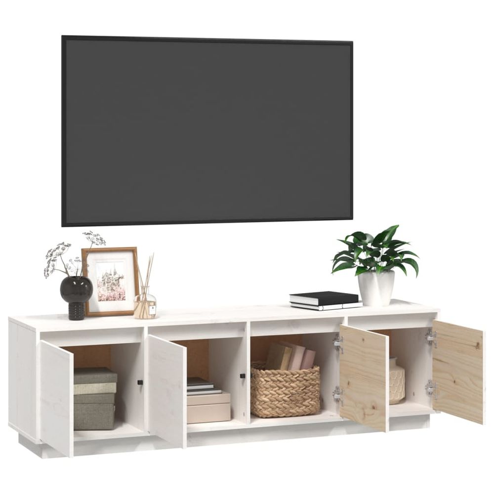 vidaXL TV Cabinet White 156x37x45 cm Solid Wood Pine V0671394643