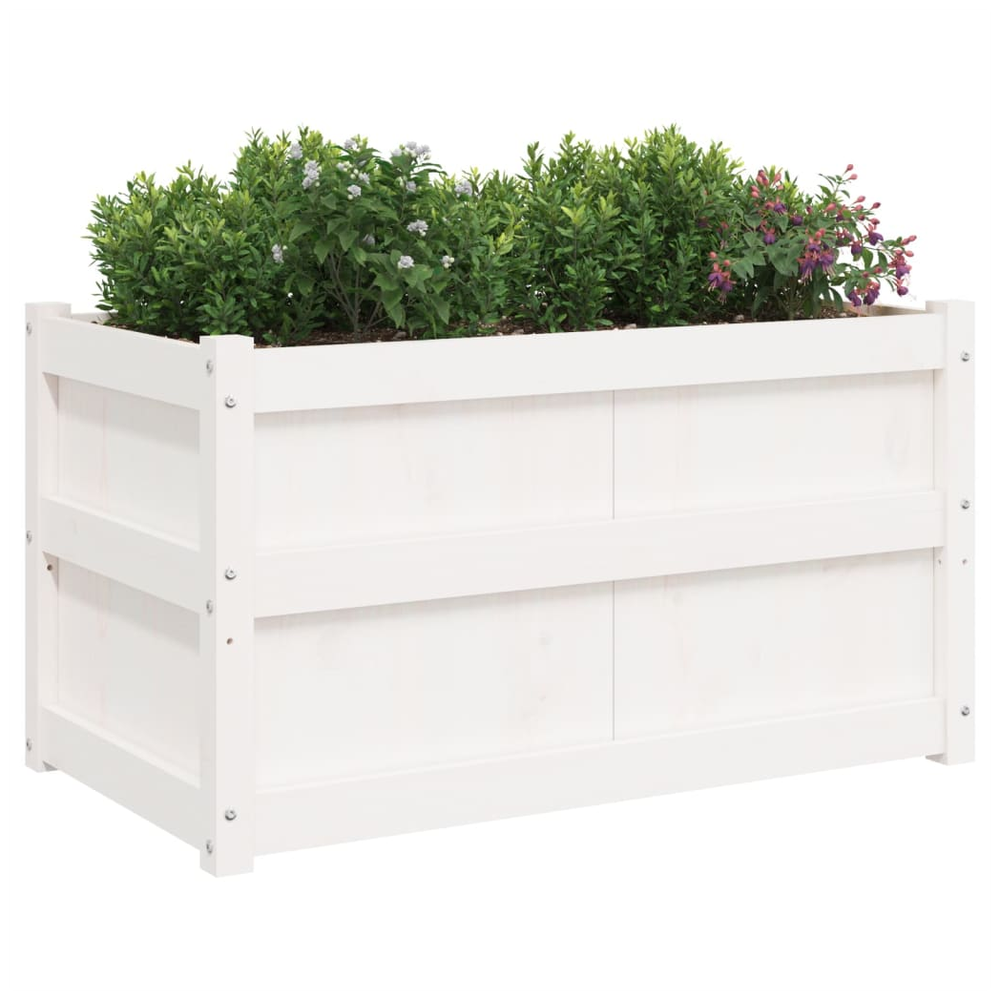 vidaXL Garden Planter White 90x50x50 cm Solid Wood Pine S0671383068