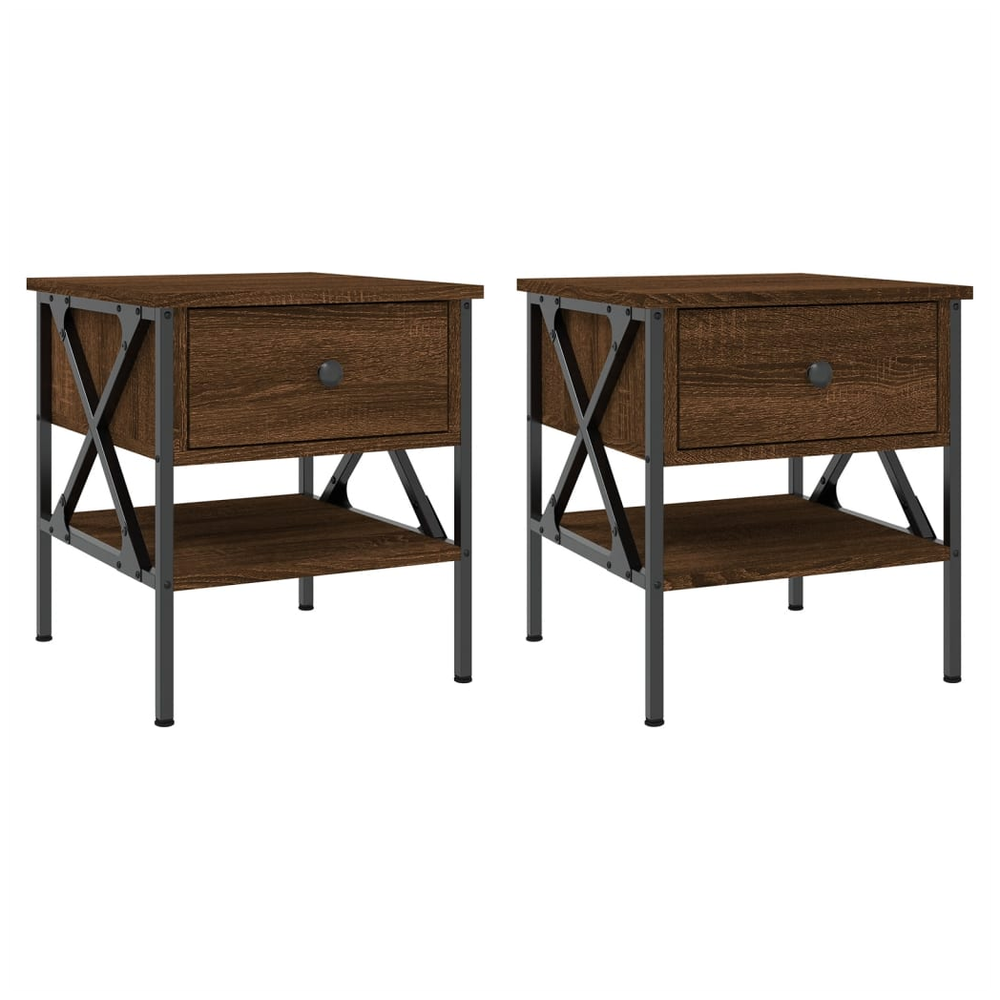 vidaXL Bedside Tables 2 pcs Brown Oak 40x42x45 cm Engineered Wood S0671256784