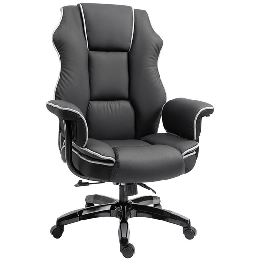 Piped PU Leather Padded High-Back Computer Office Gaming Chair Black Vinsetto S0671080630