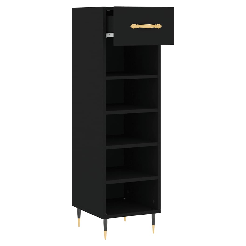 vidaXL Shoe Cabinet Black 30x35x105 cm Engineered Wood S0671357707