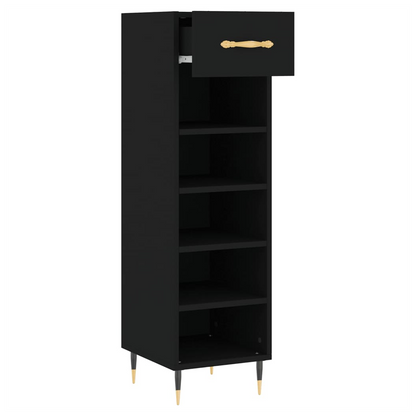 vidaXL Shoe Cabinet Black 30x35x105 cm Engineered Wood S0671357707