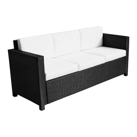 3 Seater Rattan Garden Sofa Black Outdoor Patio Wicker Weave Furniture Chair S0671072385