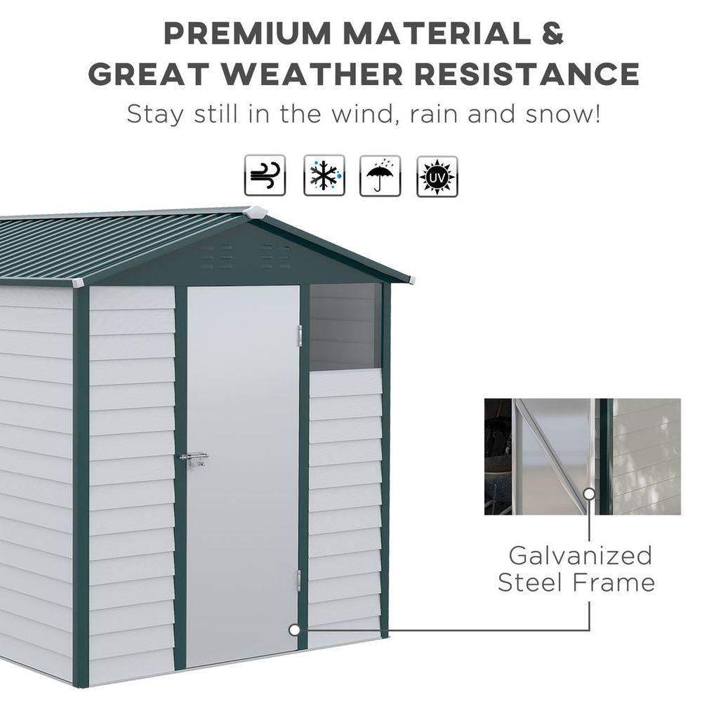 9'x6' Galvanized Metal Garden Shed Tool Storage Shed for Backyard Patio S0671148736