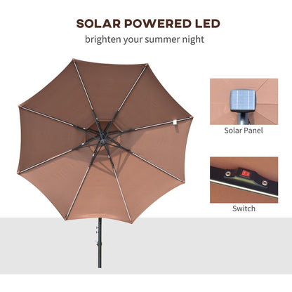 3m Cantilever Banana Parasol Double Roof, LED Solar lights, Crank, S0671072315