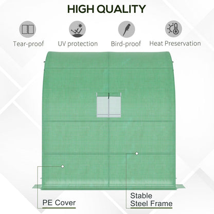 Walk-In Lean to Wall Greenhouse Window&Door 200Lx 100W x 215Hcm Green Outsunny S0671080208