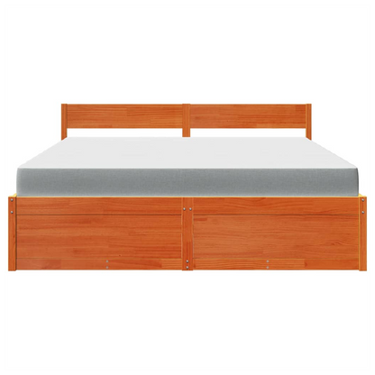 vidaXL Bed with Drawers and Mattress Wax Brown 180x200 cm Super King Solid Wood Pine S0671489413