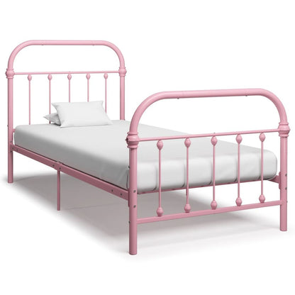 Bed Frame White Metal 90 x 200 cm to 180 x 200 cm S069795761