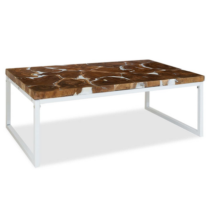 vidaXL Coffee Table Teak Resin 110x60x40 cm White and Brown V069817681