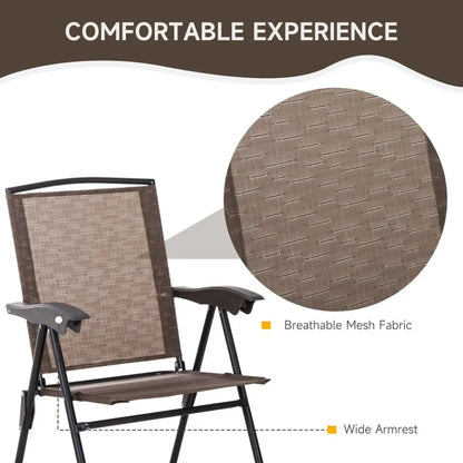 3 PCS Patio Furniture Bistro Set with Folding Chairs Tempered Glass Table Brown S0671096954