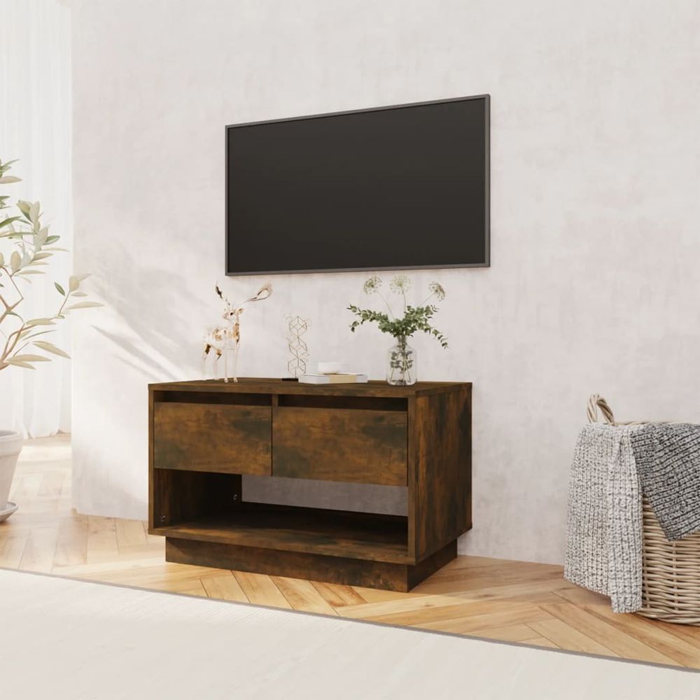 vidaXL TV Cabinet Smoked Oak 70x41x44 cm Engineered Wood V0671192258