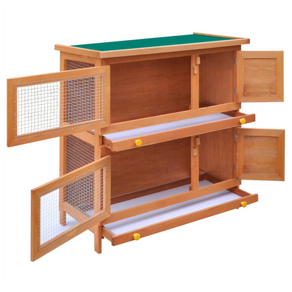 vidaXL Outdoor Rabbit Hutch Small Animal House Pet Cage 4 Doors Wood V069820814