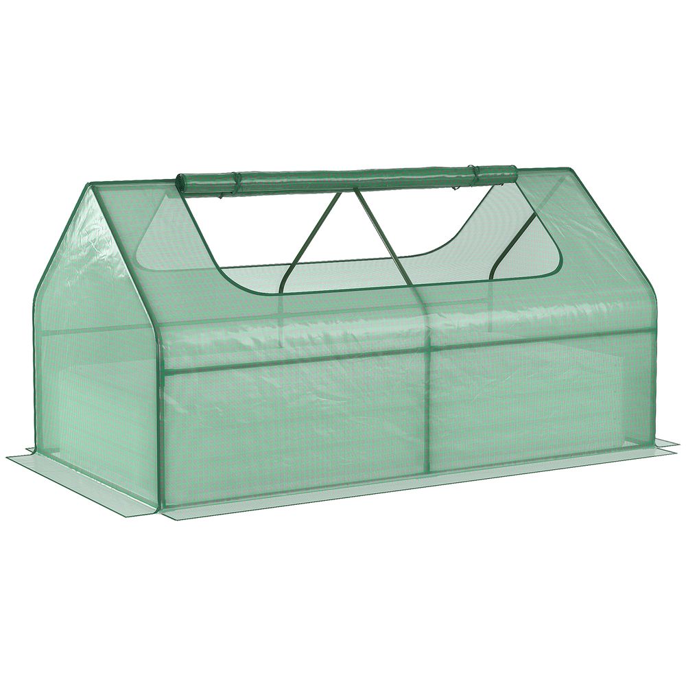 Outsunny Raised Garden Bed Planter Box with Greenhouse, Large Window, Green S0671347129