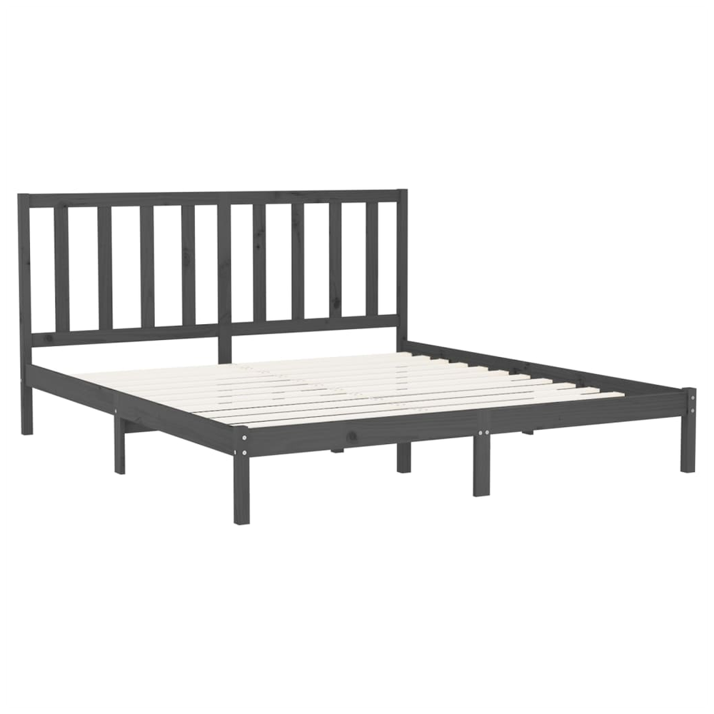 vidaXL Bed Frame Grey Solid Wood 180x200 cm Super King Size S0671025979