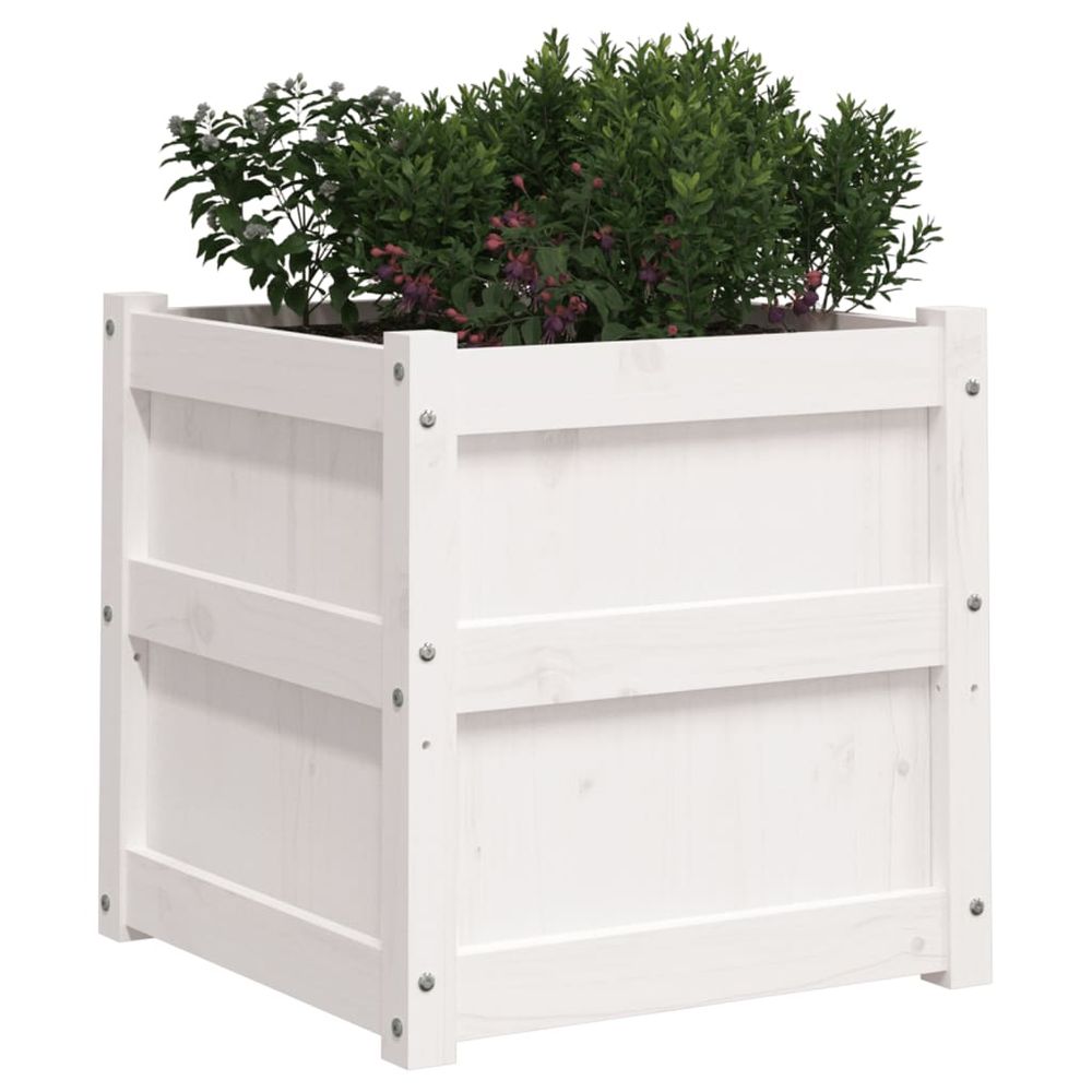 vidaXL Garden Planter White 50x50x50 cm Solid Wood Pine S0671392963