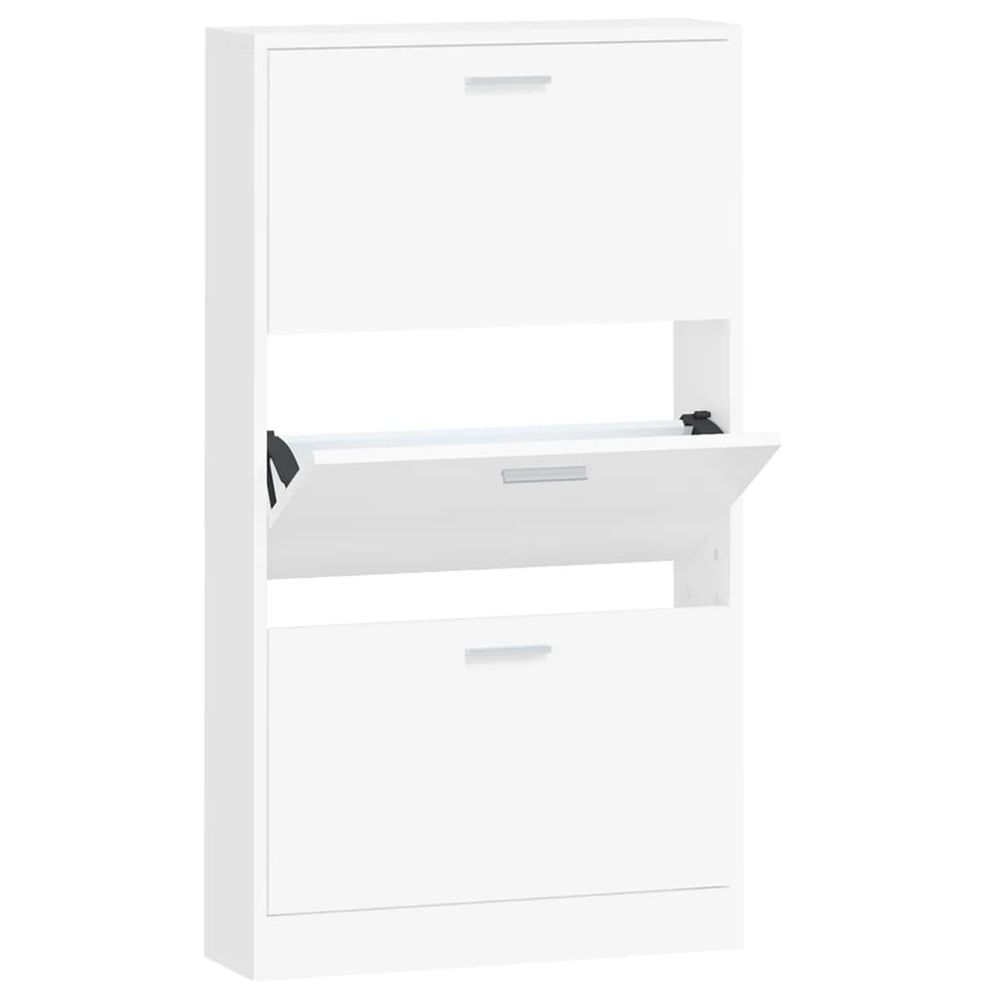 Shoe Cabinet White 59x17x108 cm Engineered Wood S0671093221