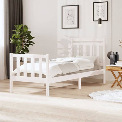 vidaXL Bed Frame White Solid Wood 140x190 cm S067942608