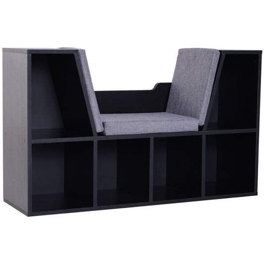 Sideboard Bookcase Storage Reading Seat w/Cushion Unit Kids Children Black S0671071305