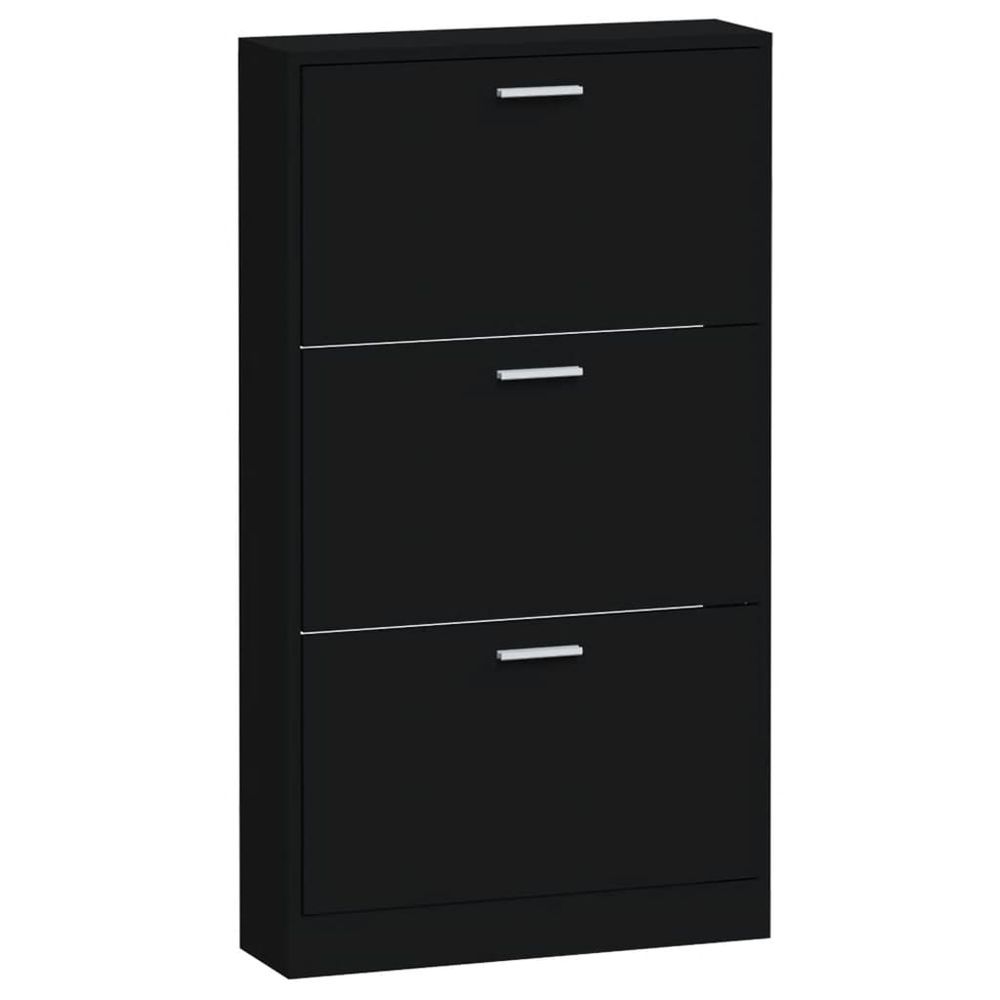 Shoe Cabinet Black 59x17x108 cm Engineered Wood S0671093790