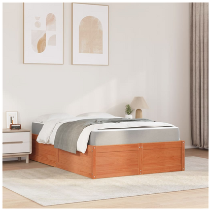 vidaXL Bed with Mattress Wax Brown 120x200 cm Solid Wood Pine S0671489499