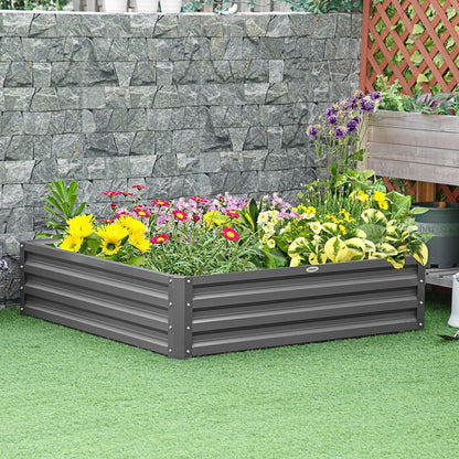 Outsunny Raised Garden Bed Metal Garden Flower Vegetable Planter Light Grey S0671391604