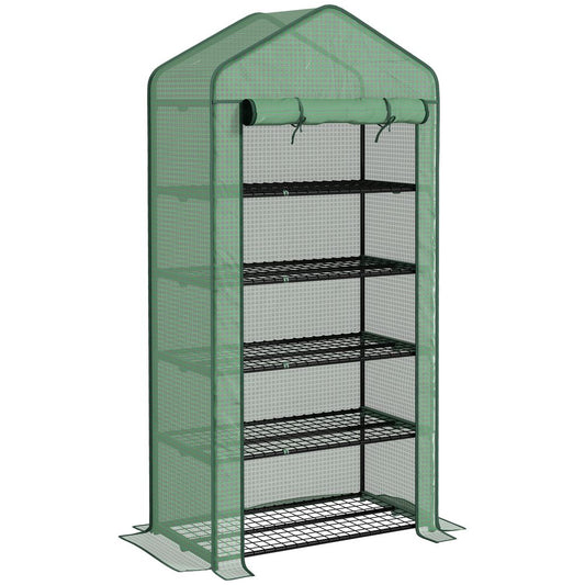 Outsunny Widened Mini Greenhouse 5 Tier Green House, 193H x 90W x 49Dcm, Green S0671383558