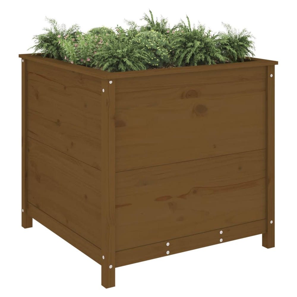 Garden Planter Honey Brown 82.5x82.5x78 cm Solid Wood Pine S0671357732