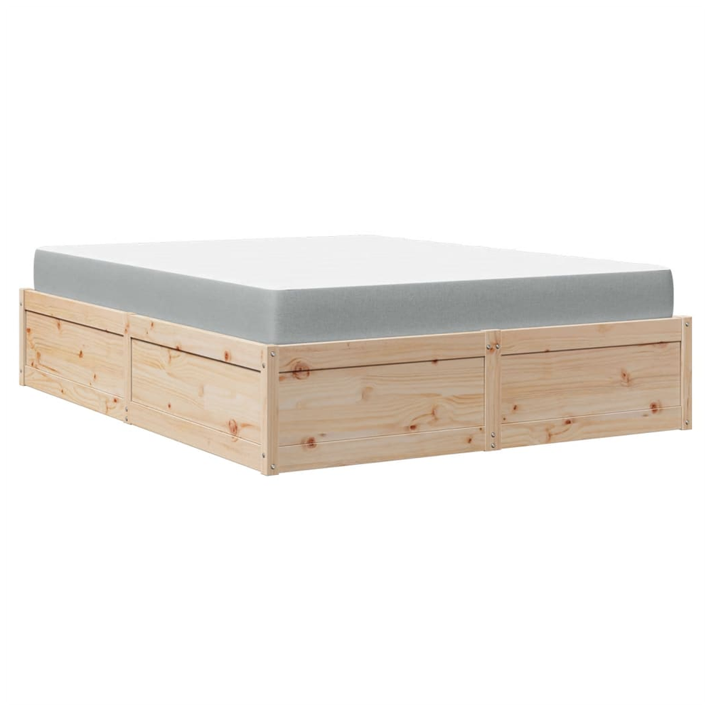 vidaXL Bed with Mattress 140x200 cm Solid Wood Pine S0671489398