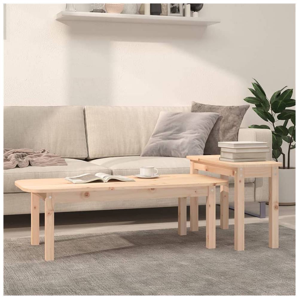 2 Piece Coffee Table Set Solid Wood Pine S0671160198