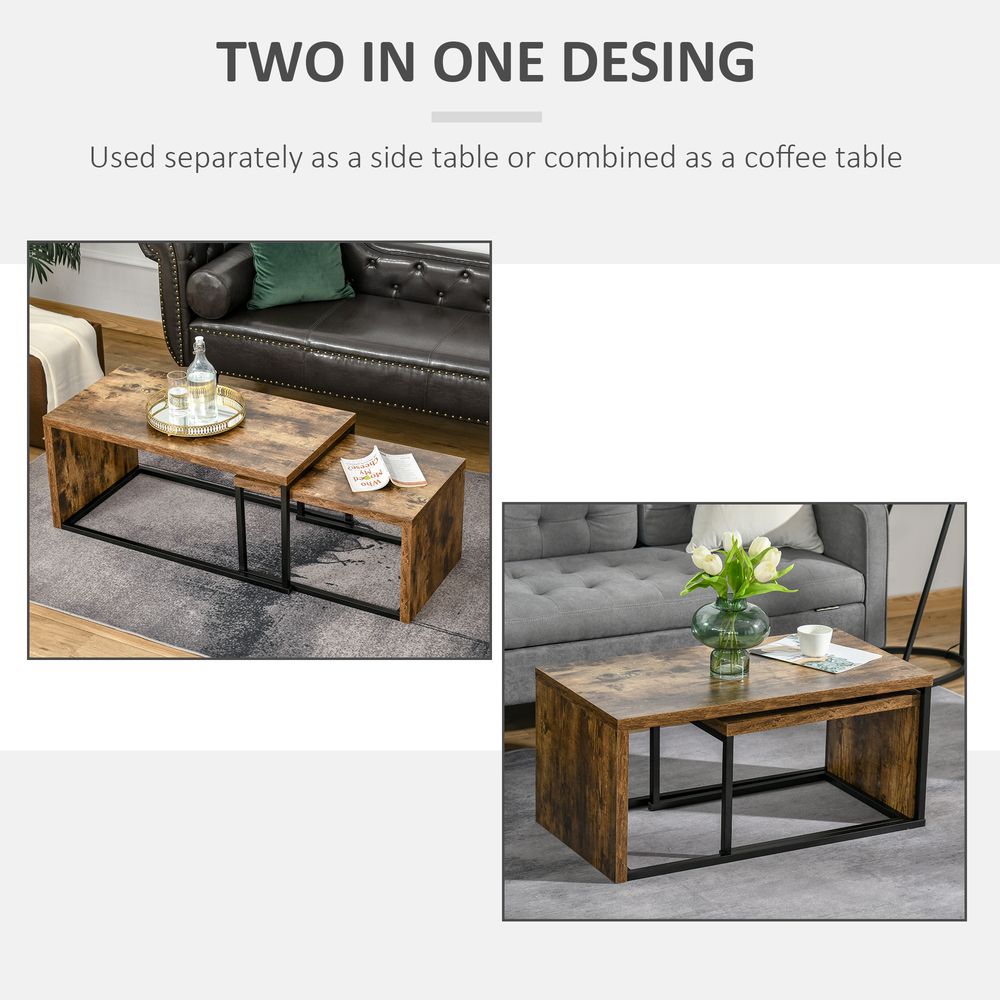 HOMCOM Set of 2 Coffee Tables, Side Table, Tea Table for Living Room Bedroom S0671080071