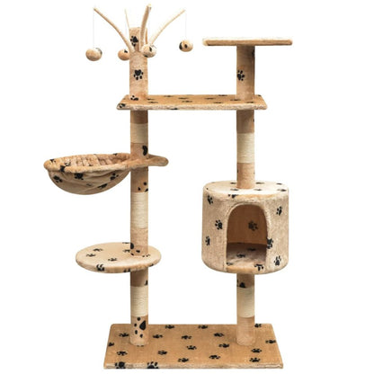 vidaXL Cat Tree with Sisal Scratching Posts 125 cm Paw Prints Grey S069789318