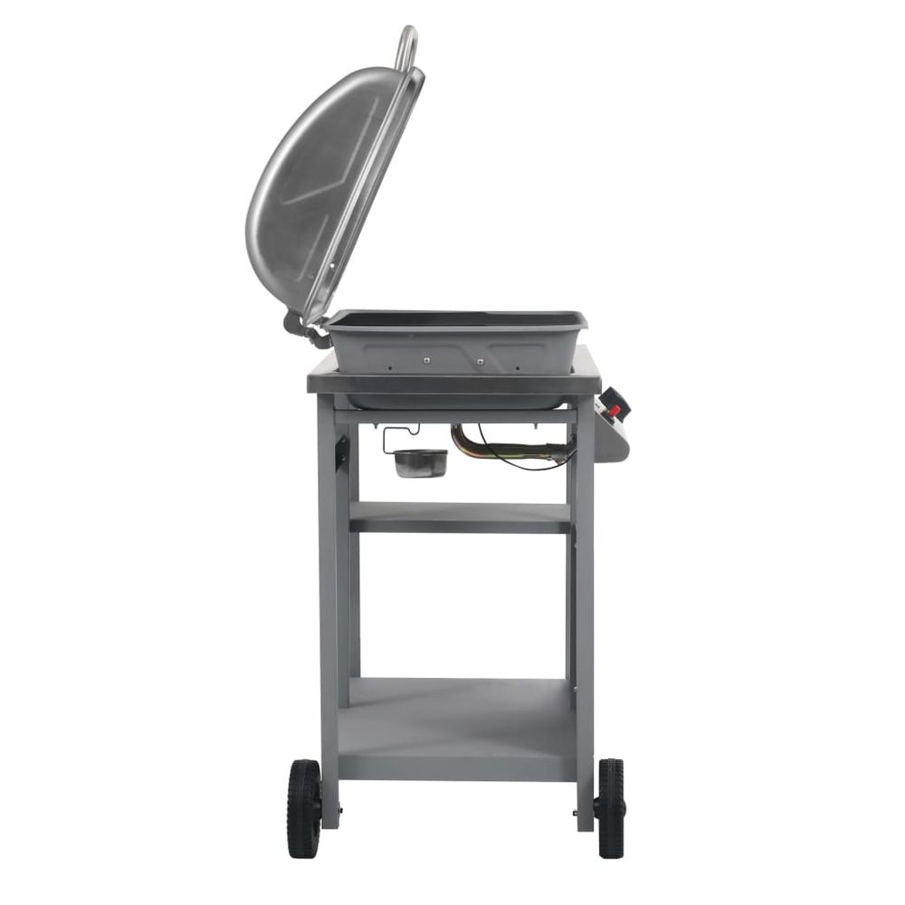 Gas BBQ Grill with 3-layer Side Table Black and Silver S069811674