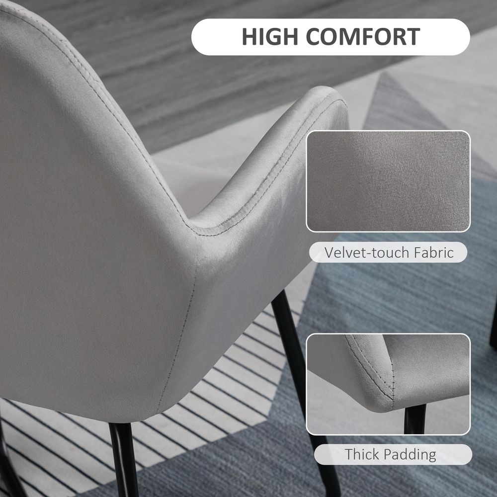 Modern Accent Chair Velvet-Feel Upholstered Lounge Armchair Metal Base Grey S0671347079